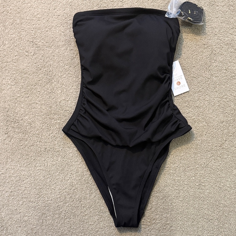 New Black Strapless One-Piece Swimsuit